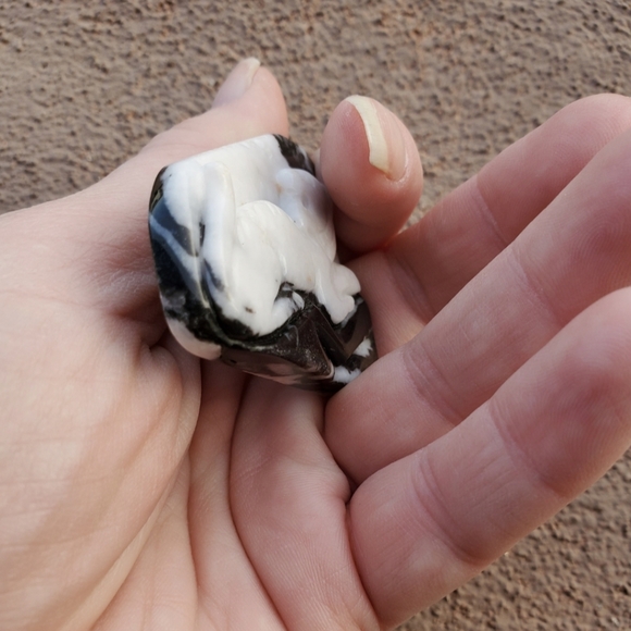 New Hand Carved Zebra Jasper Tiger Trapezoid Pendant. - Picture 8 of 13